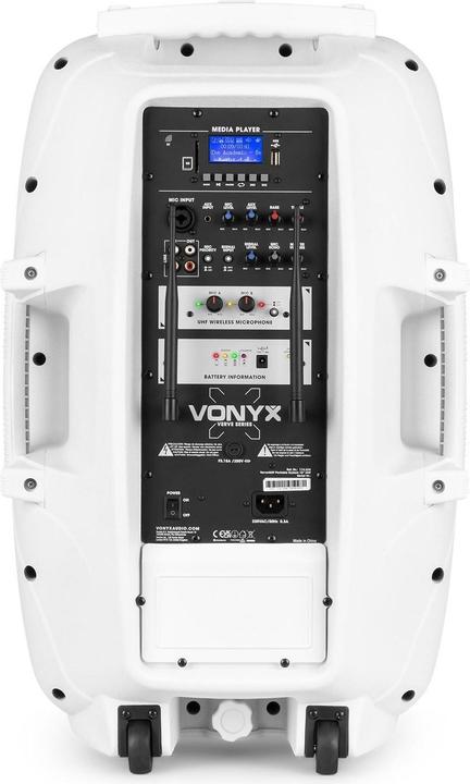 Actual product image Vonyx geluidsinstallatie - Verve46 - Bluetooth speaker met twee draadloze microfoons - 1000W - Wit (Active, 1x 1000 W)