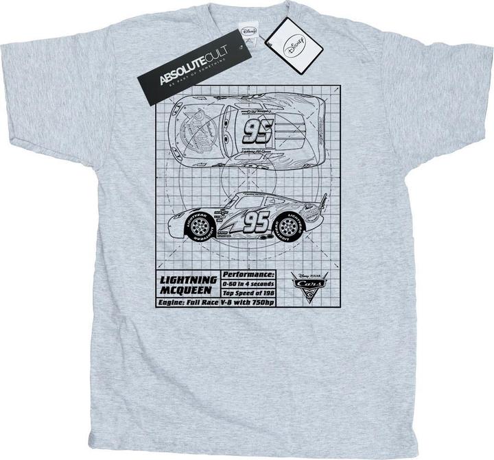Cars Mens Lightning McQueen Blueprint Cotton T-Shirt