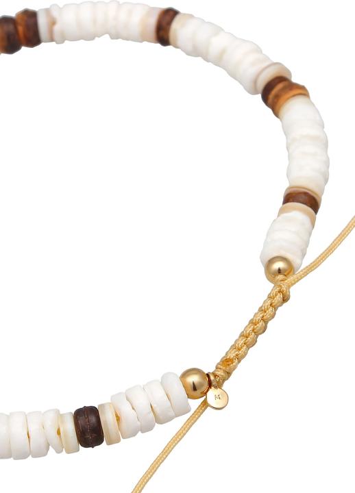 Produktbild Elli Fussschmuck Muschel Kokosnuss Holz Perlen 925 Silber (Muschel, 925 Sterling Silber vergoldet, Nylon, No Stein, 22 cm)