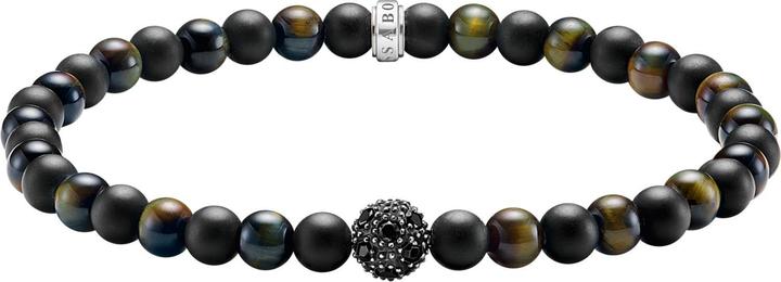 Thomas Sabo Talisman Armband positive Energie Obsidian und Tigerauge (19 cm, Geschwärzt, Recyceltes 925 Silber)