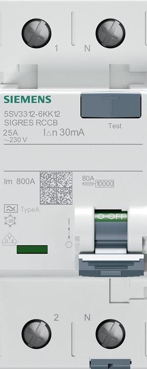 Produktbild Siemens RCCB Type A 25A 1+N-pole 30mA 230V 2mW