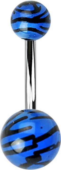 Immagine prodotto Star Piercing Banana con due palline con motivo tigrato blu (Acciaio chirurgico 316L, senza ottone, Materiale sintetico)