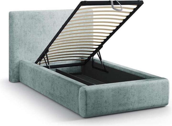 Actual product image Micadoni Storage Bed With Headboard, "Amy", Light Blue, 220x130x95 Made in Europe (90 x 200 cm)