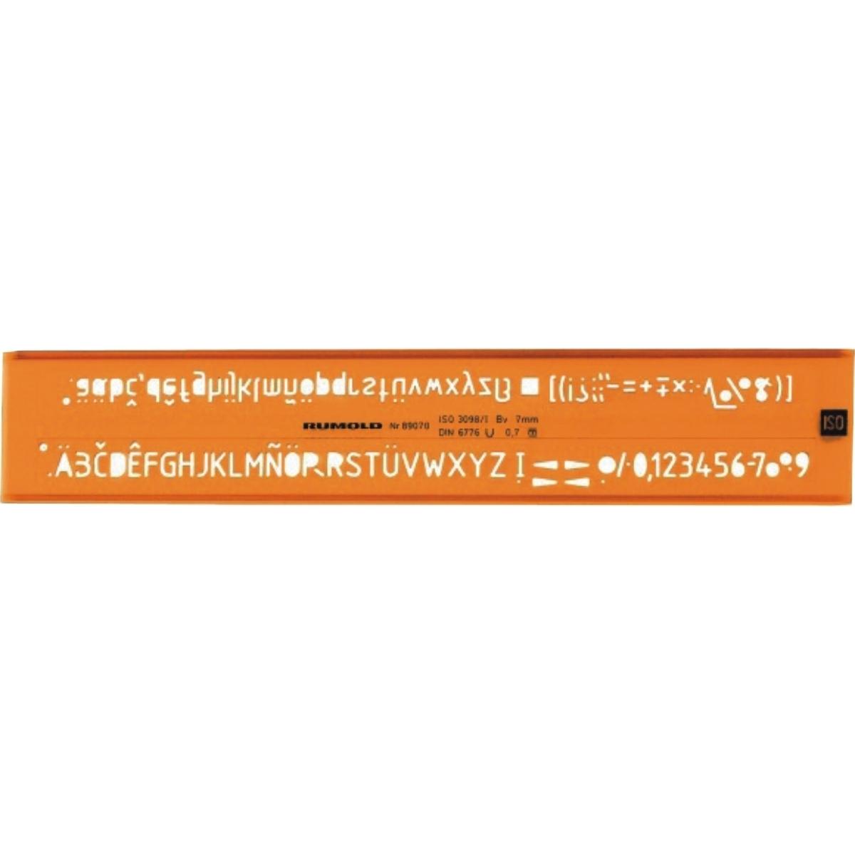 Rumold, Lineal, Schriftschablone 2,5mm orange/transparent