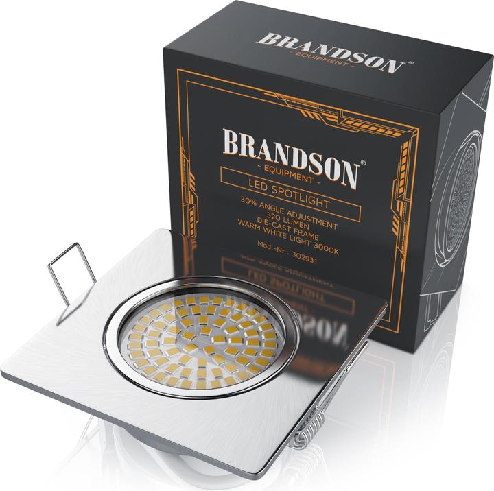 Immagine prodotto Brandson Faretto da incasso a LED, spot da soffitto orientabile, acciaio inox, 320 lumen, bianco caldo (320 lm)