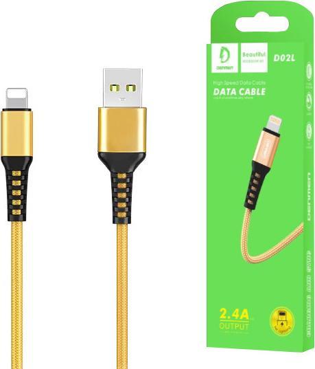 Actual product image Denmen Usb Cable For Lightning 2.4a Reinforced Braided Iphone Gold 1m D02l (1 m)