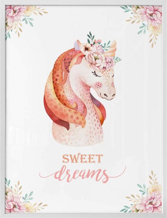 Image du produit Trenddeko Kvilis - Sweet Dreams - Licorne avec couronne de fleurs (24 x 30 cm)