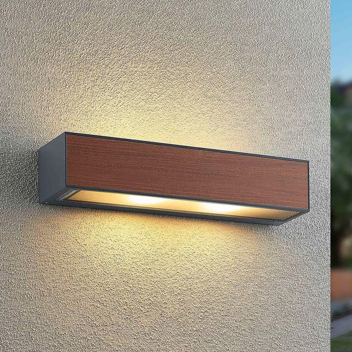 Image du produit Arcchio Applique murale Miraz, E27, aspect bois (E27, IP54)
