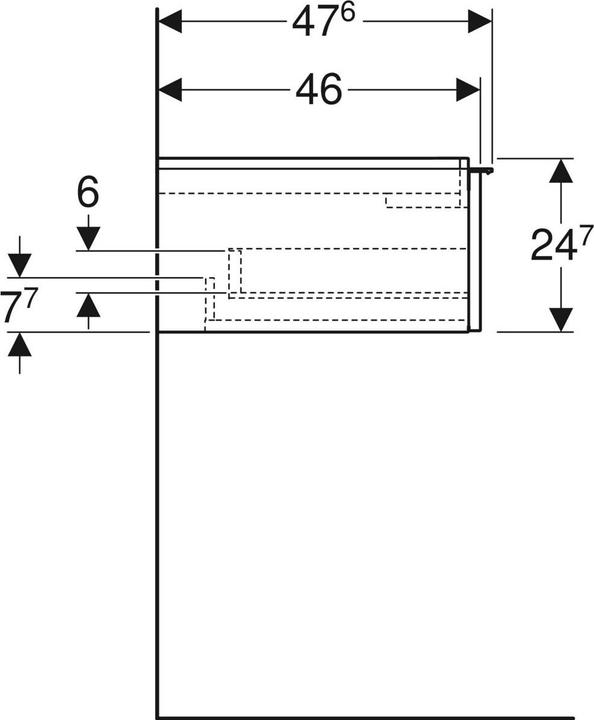 Actual product image Geberit iCon vanity unit for washbasin, 1 drawer, 88.8x24.7x47.6 cm, 502312 (89 x 47.5 x 25 cm)