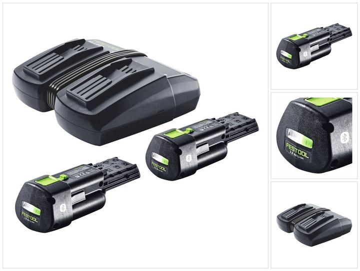 Festool Energie Set 2x BP 18 Li 3,0 Ergo I Akku 18 V 3,0 Ah / 3000 mAh Li-Ion ( 2x 577704 ) + TCL 6 (18 V)