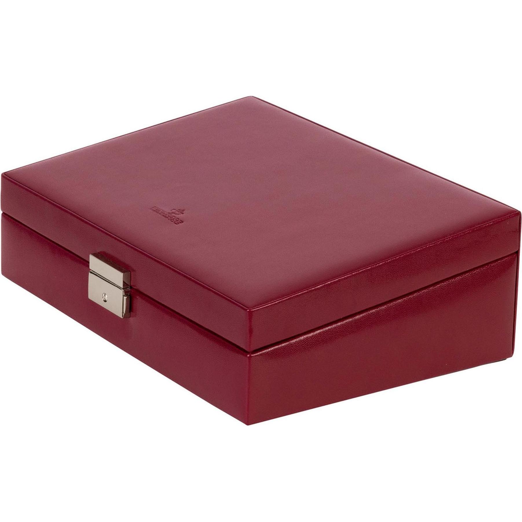 Thumbnail - Windrose, Uhrenbox + Schmuckaufbewahrung, Merino Schmuckkoffer 28 cm, Rot