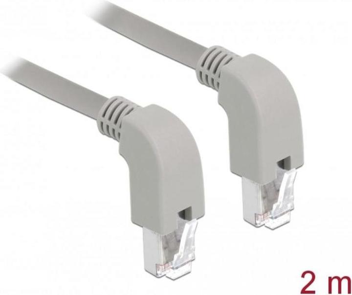 Actual product image Delock Patch cable RJ-45 (M) angled down to RJ-45 (M) angled down (S/FTP, CAT6a, 2 m)