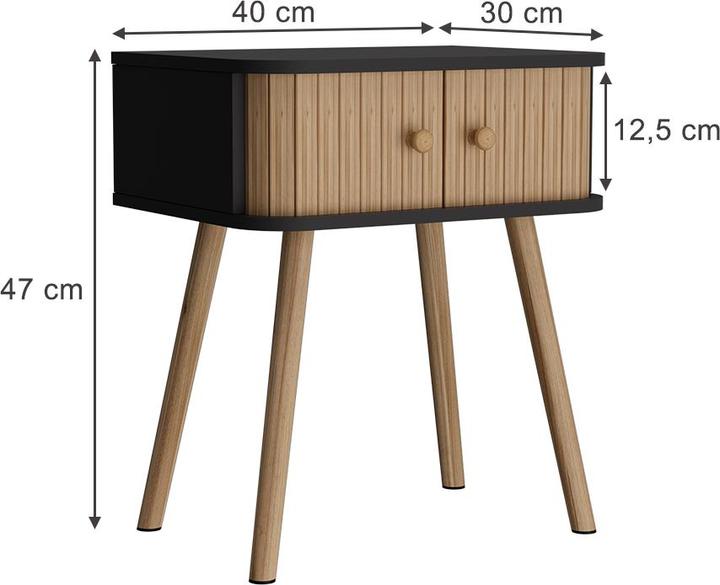 Produktbild Vicco Nachttisch Germo, Anthrazit/Bambus, 40 x 47 cm 2-er Set