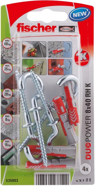Fischer DUOPOWER 8 x 40 with round hooks (4 pcs.)