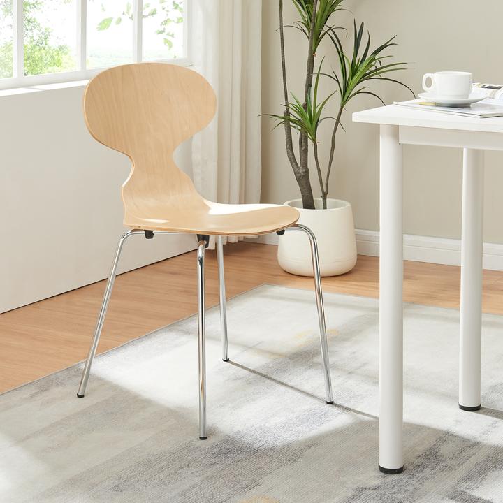Produktbild En.Casa Esszimmerstuhl Kil 4er Set Holzfarben/Chromfarben