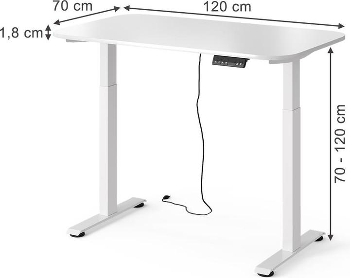 Produktbild Vicco Schreibtisch Elevate, Weiss/Weiss, 180 x 57.5 cm