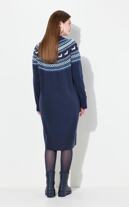 Immagine prodotto Ulla Popken Abito di maglia in stile norvegese con cane, taglio oversize, scollo a girocollo e maniche lunghe (56)