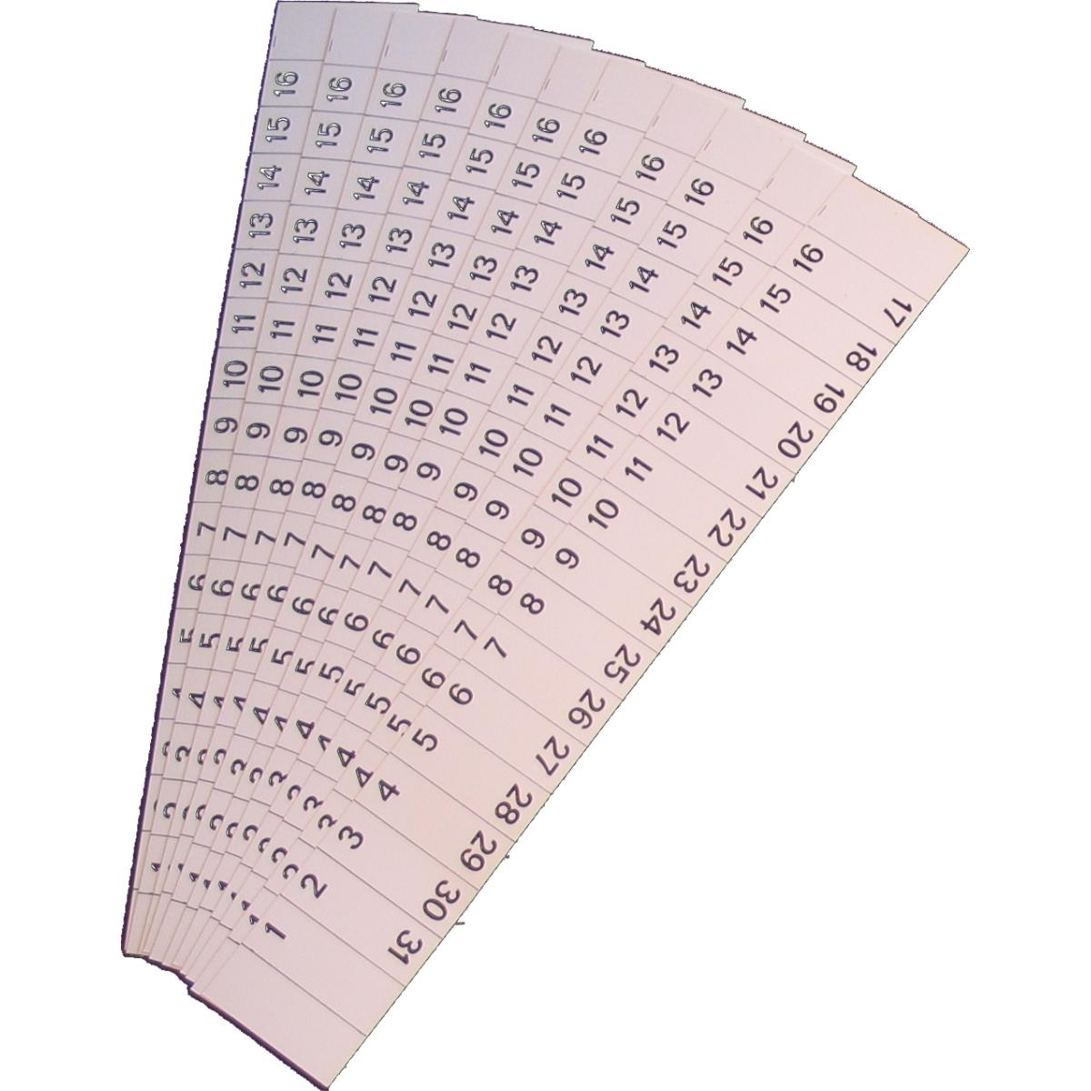 Ultradex, Zubehör Präsentieren, Zahlenreihe 1-31 12mm Strichabstand BxH 372x32mm VE=6 Streifen