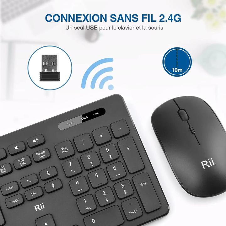Actual product image Rii AZERTY Wireless Keyboard and Mouse Kit - RK200 (Eng. Int., Wireless)