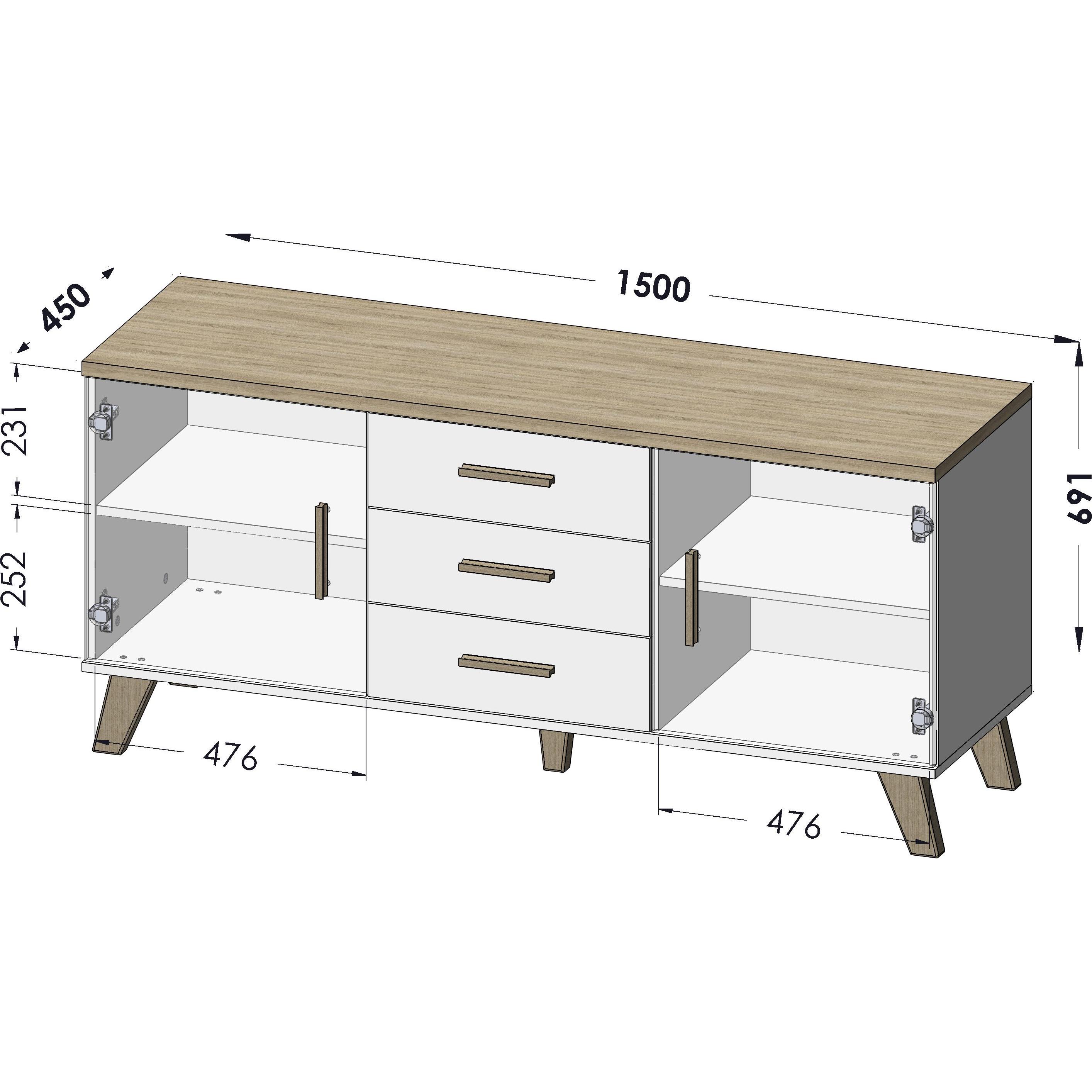 Thumbnail - Cama, Kommode + Sideboard, Lotta (150 x 45 x 69 cm)