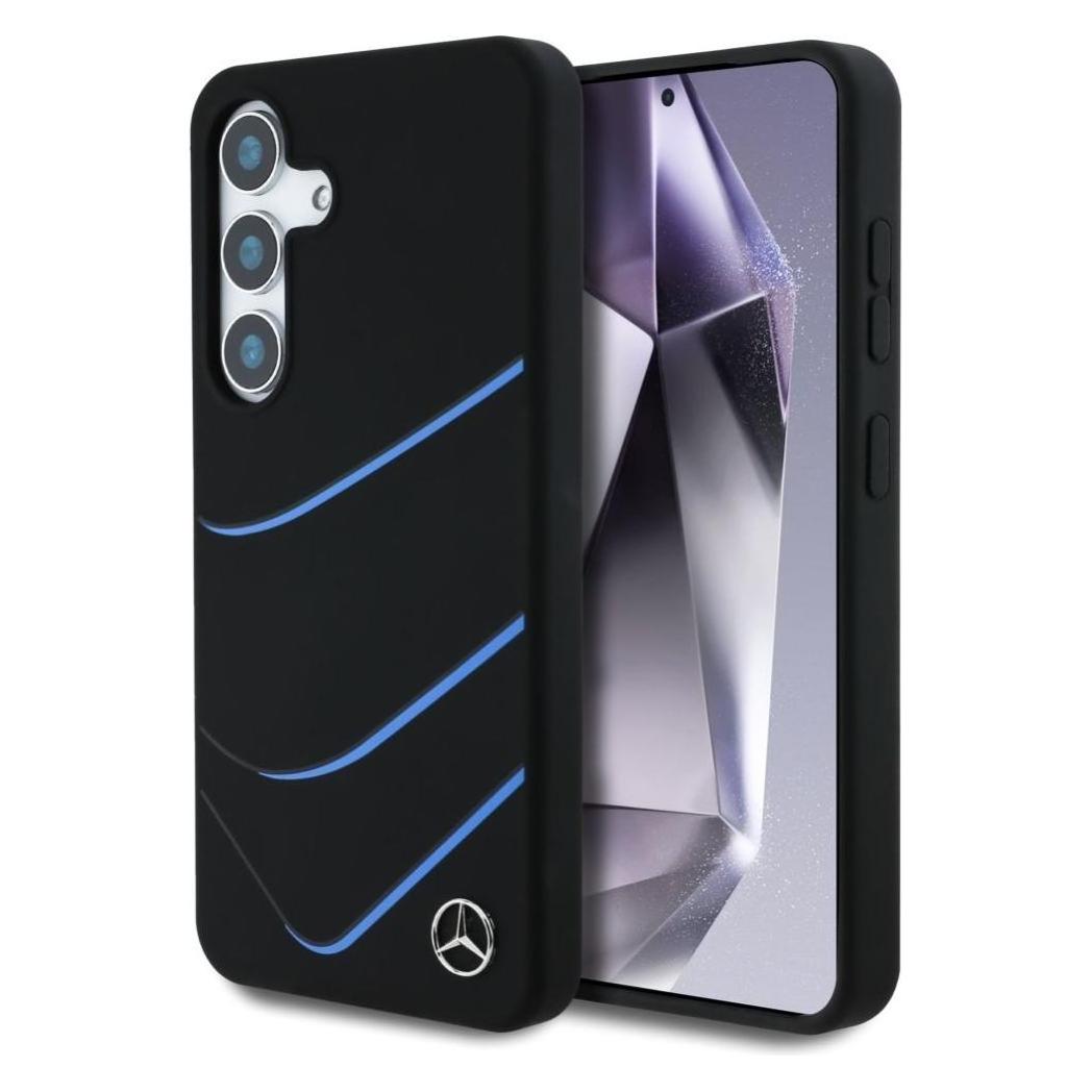 Mercedes Silicone Contrasted Curves MagSafe Case For Samsung Galaxy S25 - Black (Samsung Galaxy S25), Smartphonehoes, Zwart