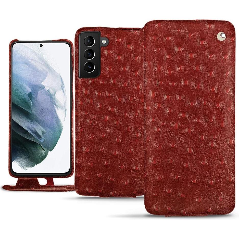 Noreve Lederschutzhülle vertikal (Samsung Galaxy S21+), Smartphone Hülle, Rot