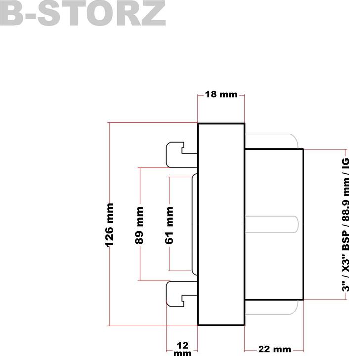 Immagine prodotto Wiltec Attacco Storz B 89mm attacco fisso 75-B filettatura femmina 3 "X3" BSP alluminio (Aggancio, 76.20 mm)