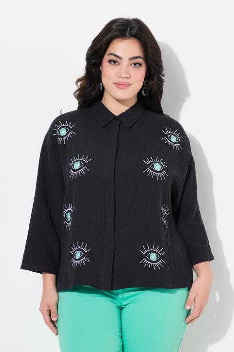 Produktbild Angel of Style Hemdbluse, Boxy Fit, Musselin, Augen-Stickerei (60)