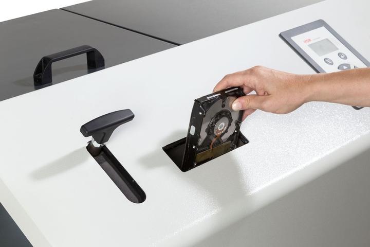 Image du produit HSM Powerline HDS 150 Destructeur de disques durs, 1 niveau, bandes : 40 mm (Coupe droite)