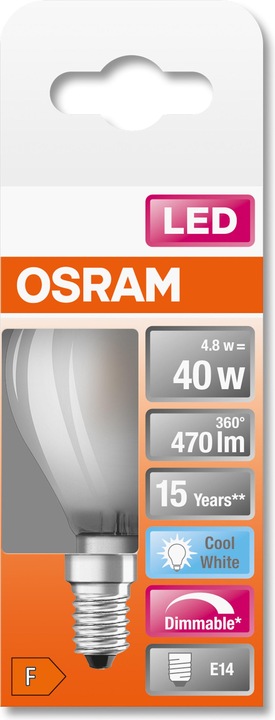 Produktbild Osram Led Retrofit Classic P (E14, 4.80 W, 470 lm, 1 x, F)