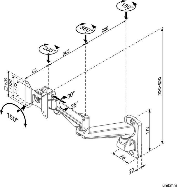 Produktbild Roline LCD-Arm Pneumatic (Wand, 32", 8 kg)