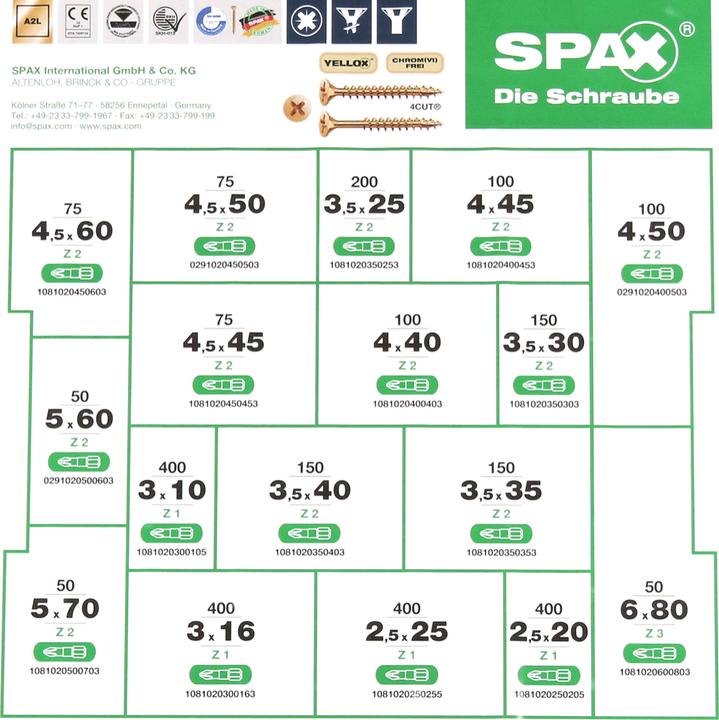 Produktbild Spax Montagekoffer L-Boxx Kunststoff Pozi Yellox (2925 Schrauben pro Stück)