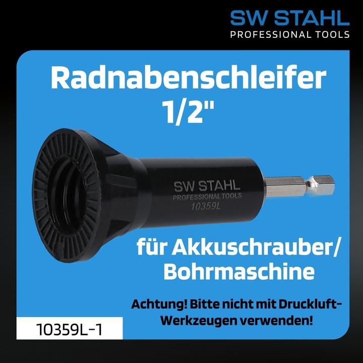 Image du produit SW-Stahl 10359L-1 Meuleuse de moyeu de roue 1/2 I Perceuse Embout de meulage I Pour meuleuse d'angle I