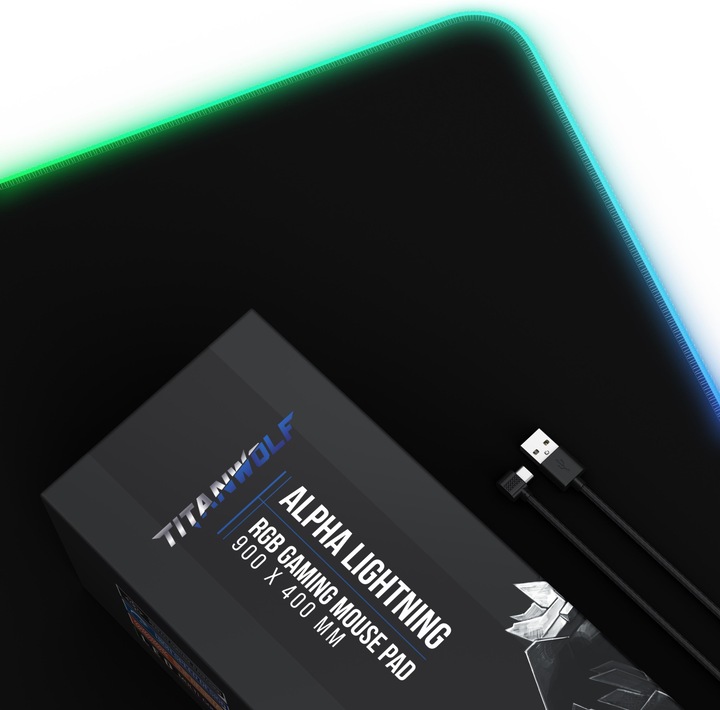 Produktbild Titanwolf RGB Gaming Mauspad, Mausmatte 900 x 400 mm, verbessert Präzision & Geschwindigkeit, schwarz (XXL)