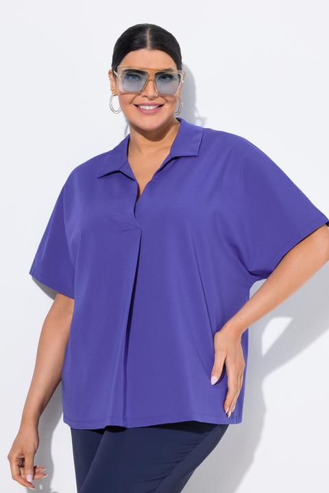 Actual product image Ulla Popken Oversized Collared Short Sleeve Sweatshirt (50, 52)