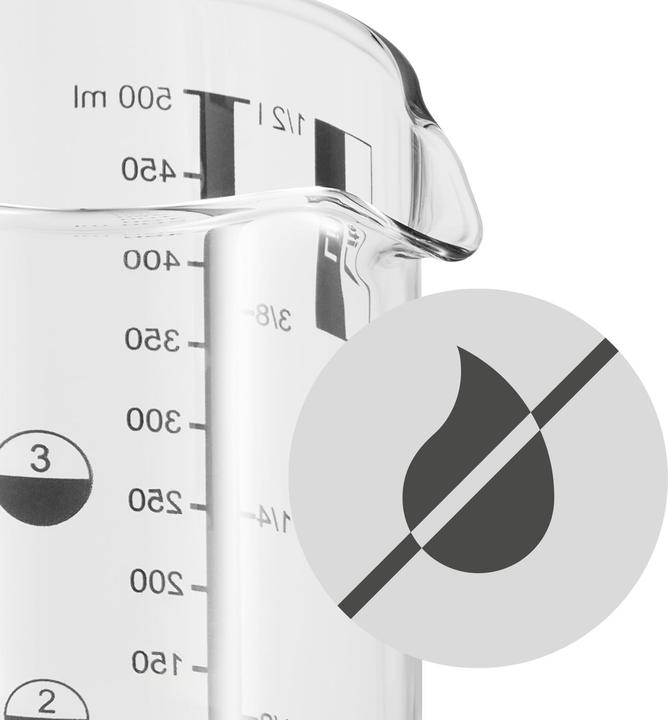 Produktbild WMF Messbecher 0,5l Skalierung 4 Masseinheiten Gourmet hitzebeständiges Glas (500 ml)