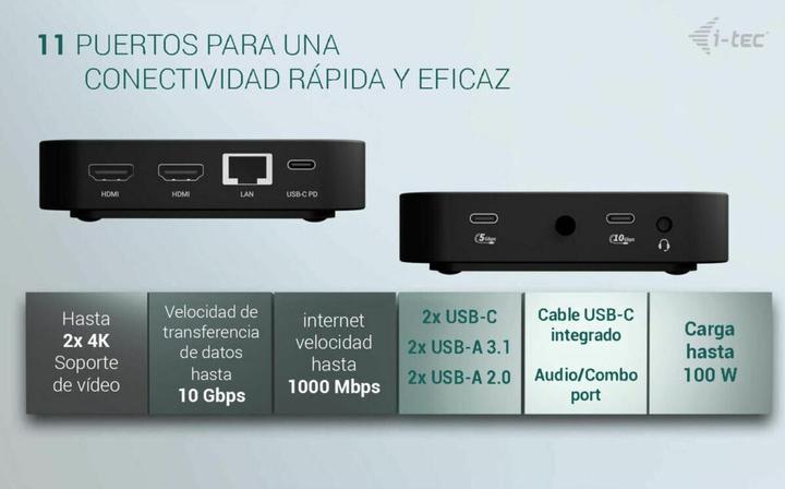 Produktbild i-tec USB-C 2X HDMI DOCK 100W (USB-C, 3 Ports)
