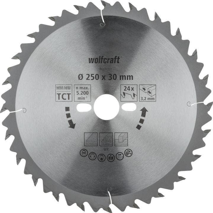 Produktbild wolfcraft wolfcraft 1 Tisch-Kreissägebl. HM, 24 Zähne ø250mm