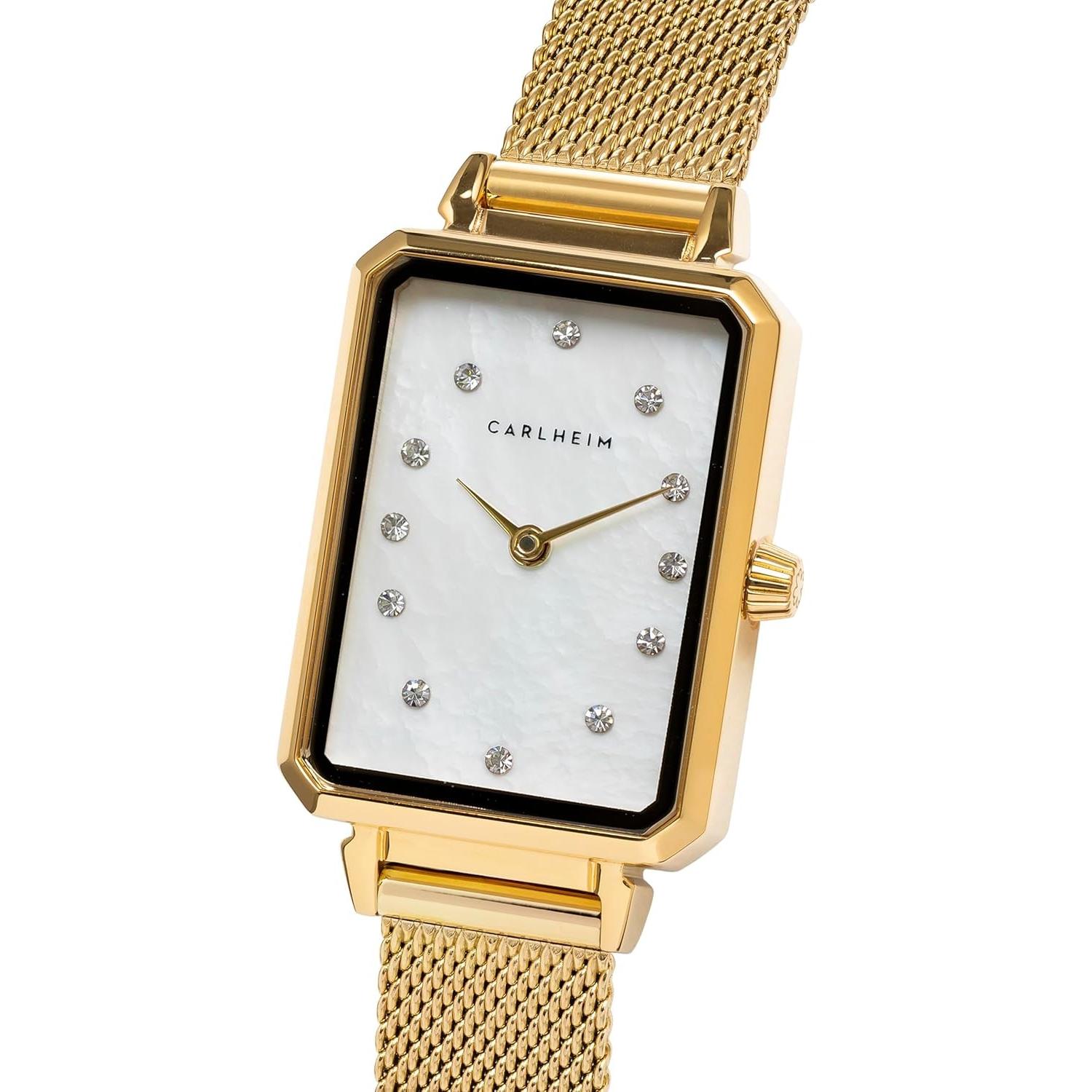 Carlheim, Orologio da polso, Ladies Watches Mila Petite Square 2620 Mop White Gold Classic Gold Classic, Oro