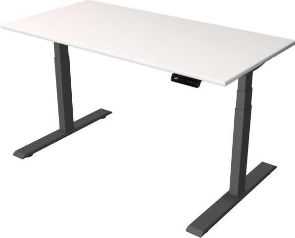 Produktbild Kerkmann Smart office höhenverstellbarer Schreibtisch weiss rechteckig T-Fuss-Gestell grau 140,0 x 70
