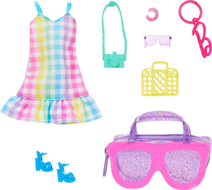 Produktbild Barbie Fashion Kleidung und Deluxe-Tasche mit Zubehör im Thekendisplay