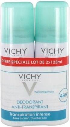 Vichy Lot de 2 Déodorants Anti-Perspirant 48H - 2 x 125 ml (Spray, 250 ml)