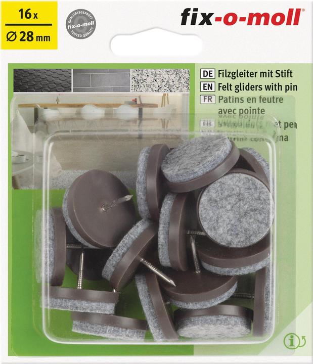 Fix-o-moll Filzgleiter mit Stift 4 mm / Ø 28 mm 16 x (Filzgleiter, 16 Stk.)
