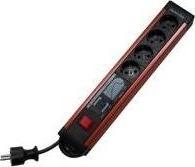 Produktbild REV Steckdosenleiste mit ÜSS + Netzfilter, rot/grau, 4-fach, 4xSchuko, mit Schalter, 2,5m Zuleitung (4x, CEE 7/3, 2.50 m)