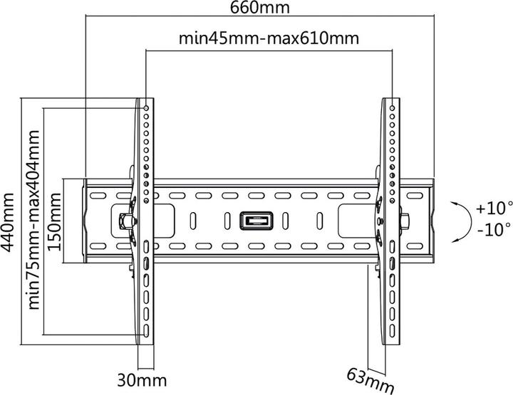 Produktbild Value TV Wandhalterung neigbar schwarz (Wand, 60", 75 kg)
