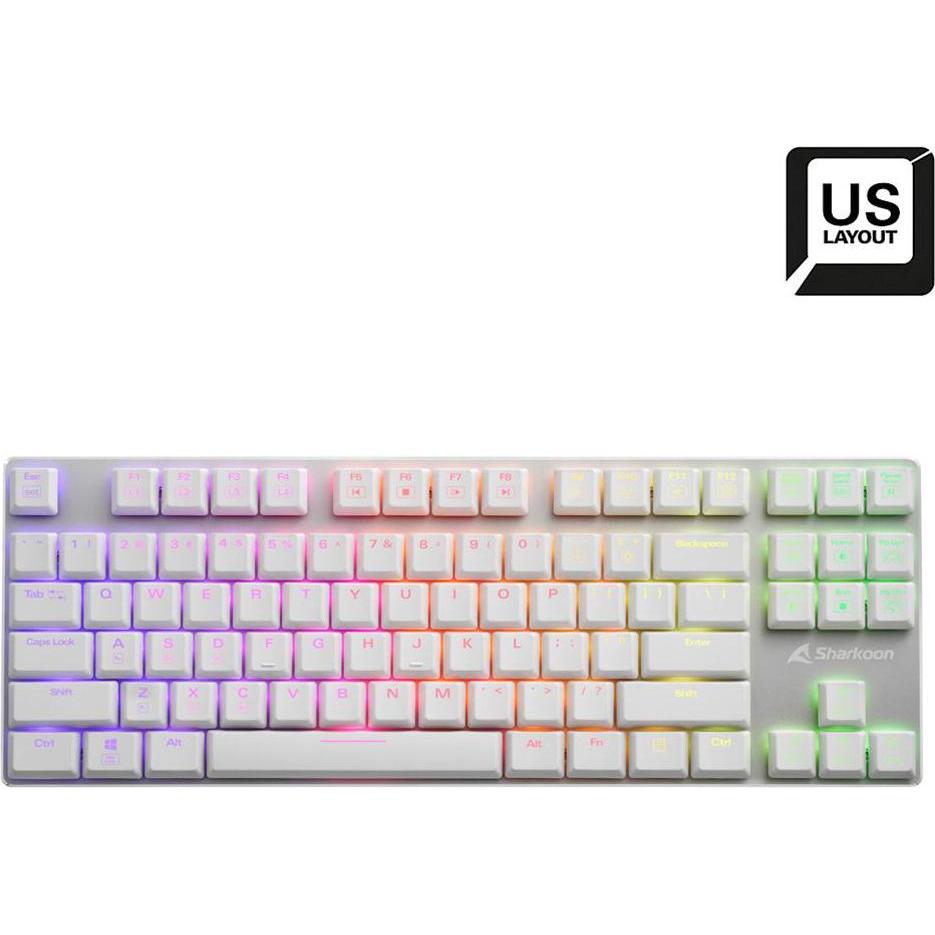 Sharkoon PureWriter TKL (US, Kabelgebunden), Tastatur, Weiss