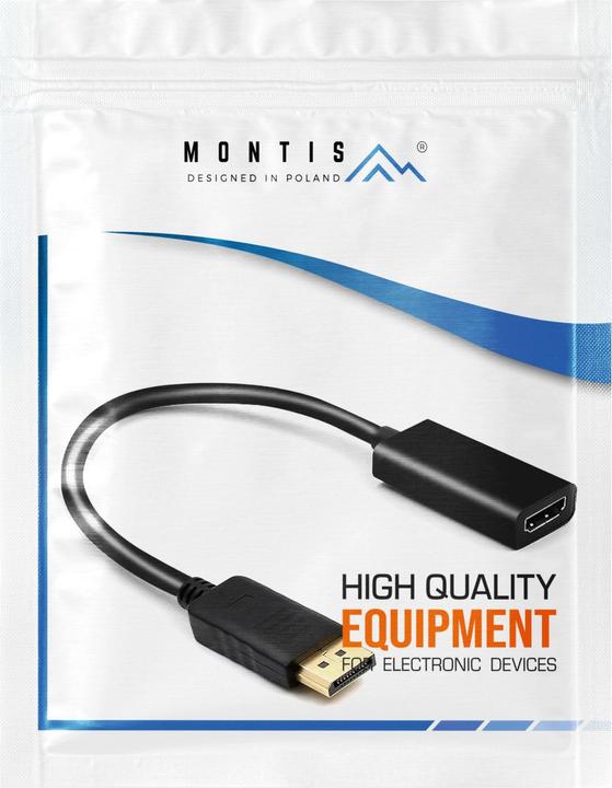 Actual product image Montiss Adapter DisplayPort v1.4 - HDMI v2.0 MT068 Black (HDMI, 20 cm)