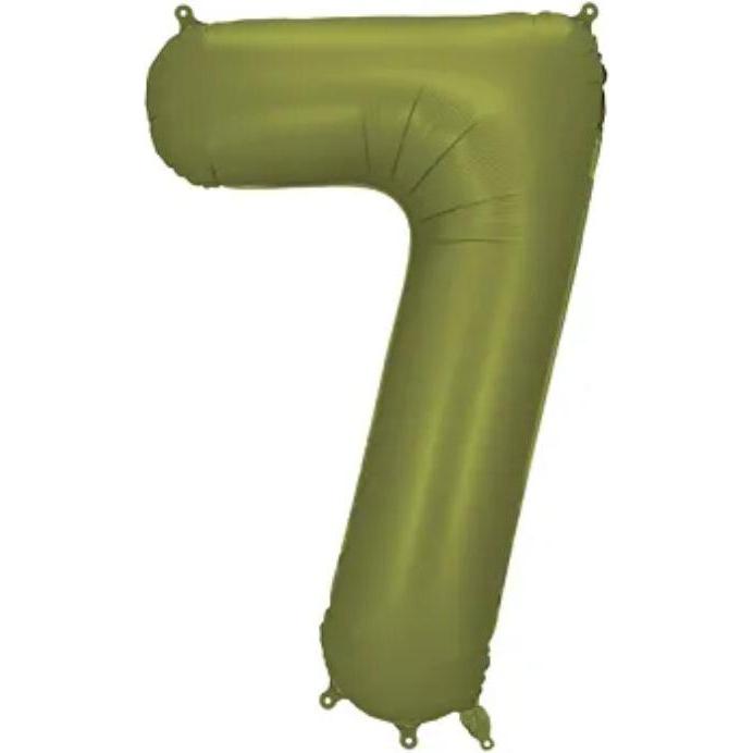 Partydeco Ballon alu Chiffre "7" Vert Olive (1x) (FB1S-7-097)
