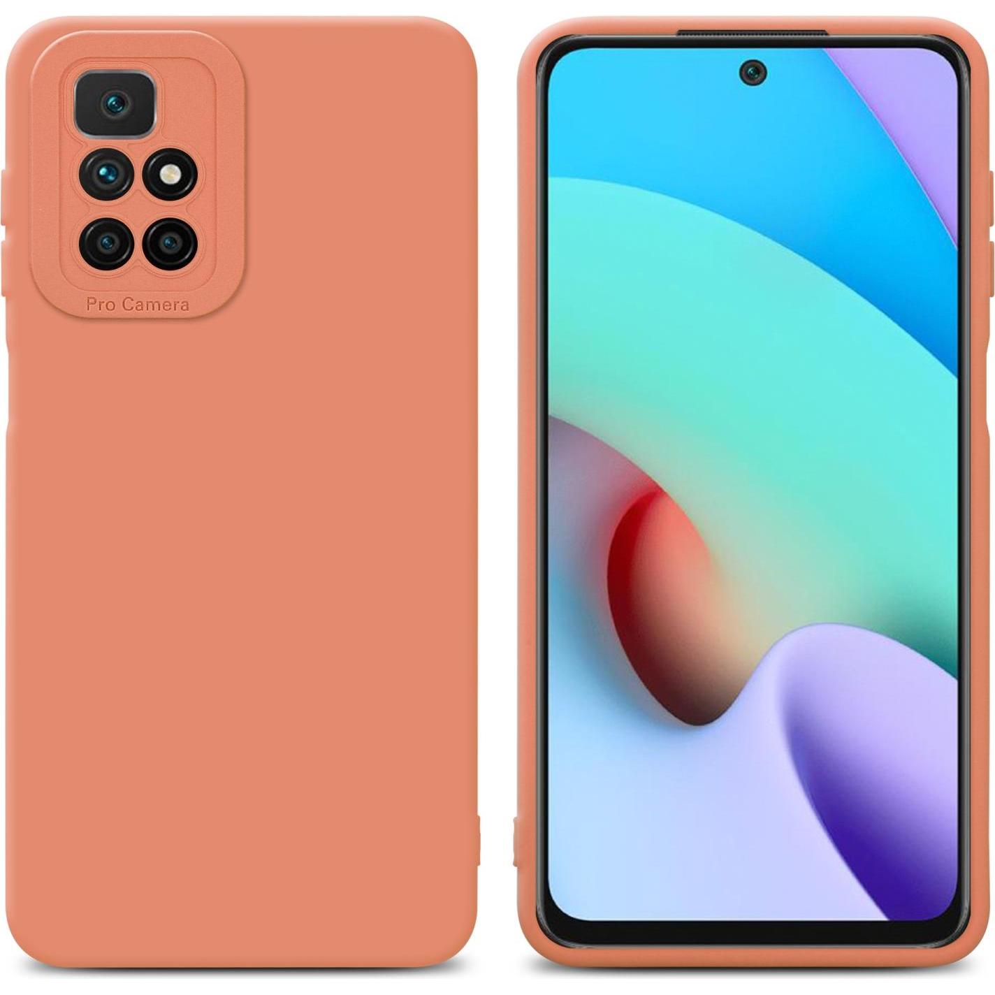Cadorabo Hülle für Xiaomi RedMi 10 im TPU Fluid LM162 Style (Xiaomi Redmi 10), Smartphone Hülle, Orange
