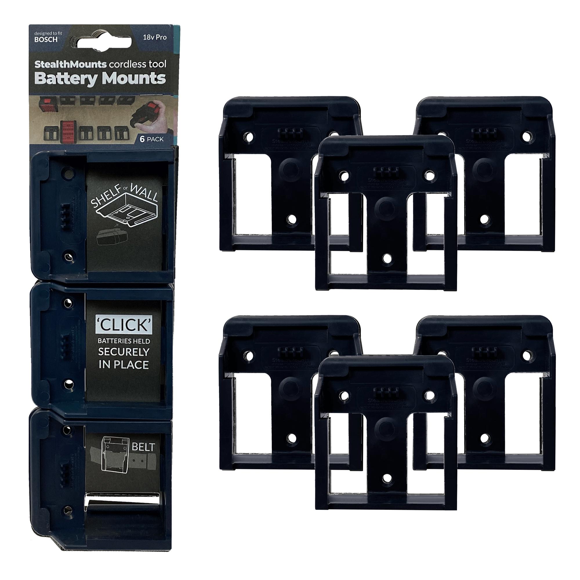 StealthMounts BM-BO18-BLU-6 Blaue Batteriehalter für Bosch 18v (6er Set) (BM-BO18-BLU-6)